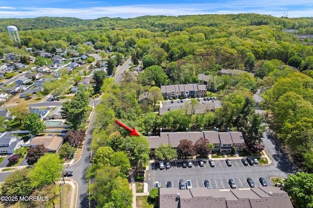 bird's eye view with a view of trees
