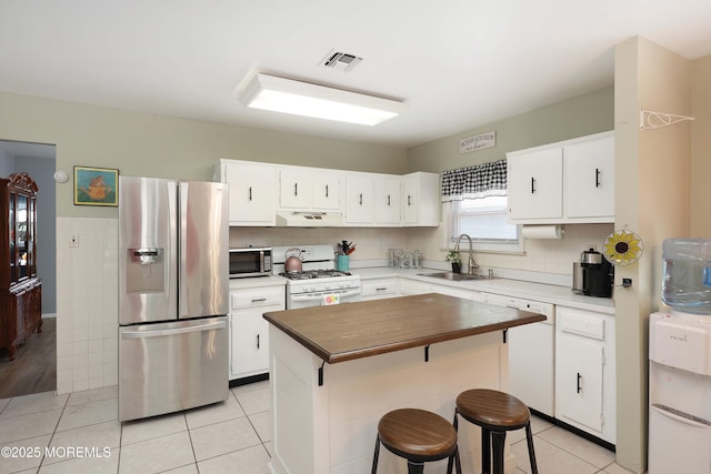 471 Saint Thomas Dr, Toms River, NJ 08757 - kitchen with white cabinets, a sink, stainless steel appliances, under cabinet range hood, and visible vents