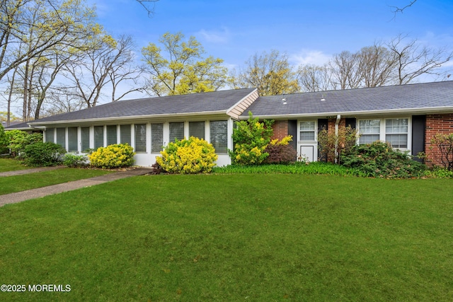 119B Buckingham Dr, Lakewood, NJ 08701 - ranch-style house featuring roof with shingles, a front lawn, and brick siding