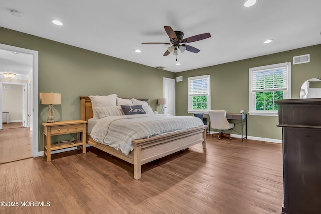 63 Carriage Hill Dr, Colts Neck, NJ 07722 - bedroom with visible vents, recessed lighting, baseboards, and wood finished floors