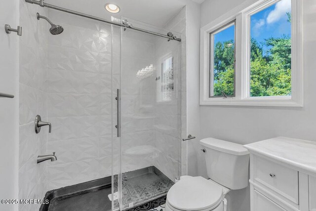 1 Flintlock Rd, Freehold, NJ 07728 - bathroom featuring toilet and a shower stall