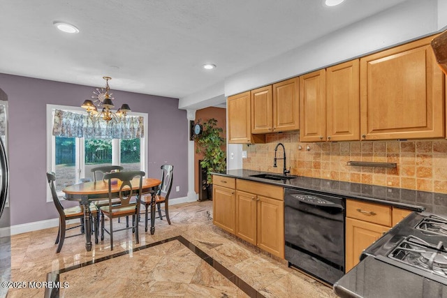 1 Flintlock Rd, Freehold, NJ 07728 - kitchen featuring dark countertops, a sink, dishwasher, recessed lighting, and baseboards