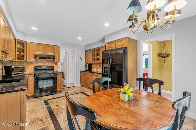 1 Flintlock Rd, Freehold, NJ 07728 - dining room featuring baseboards, recessed lighting, and a notable chandelier