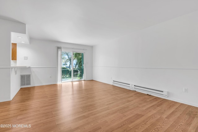 65 Cedar Ave Unit A17, Long Branch, NJ 07740 - unfurnished living room with baseboard heating, wood finished floors, and visible vents