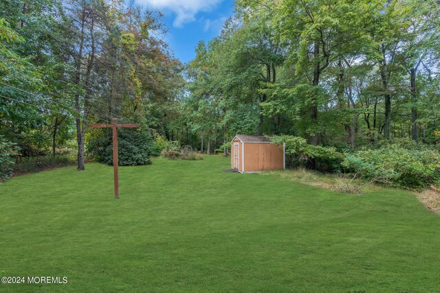 188 Five Points Rd, Colts Neck, NJ 07722 - view of yard with a storage unit and an outbuilding