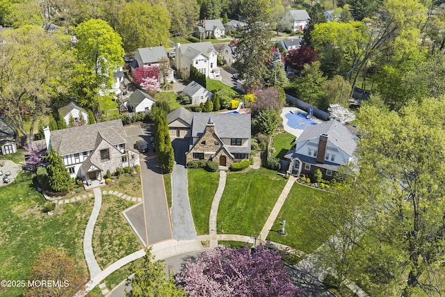 drone / aerial view with a residential view