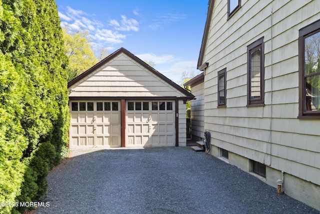 view of detached garage