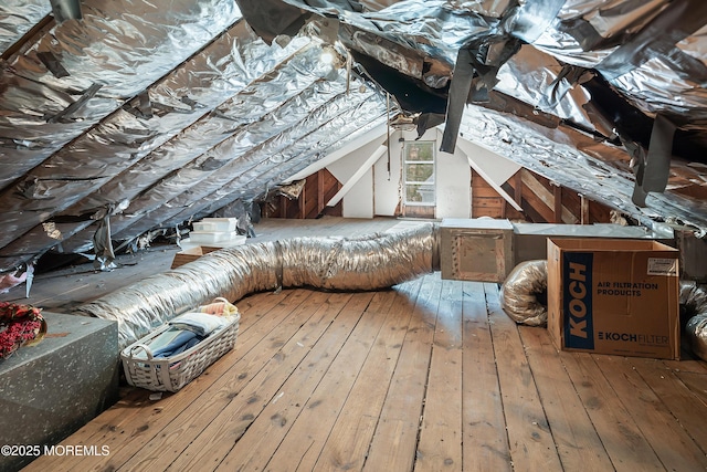 view of unfinished attic