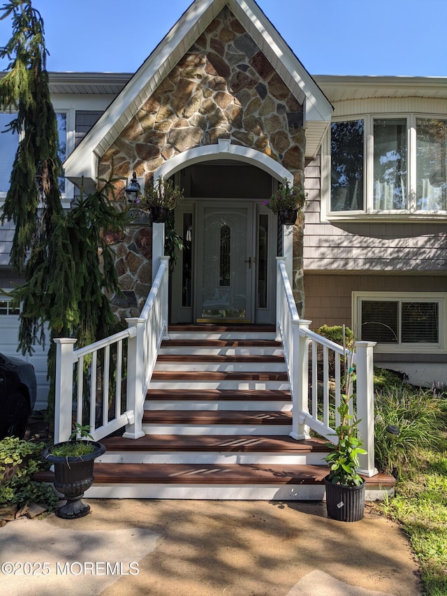 23 Layton Ave, Pine Beach, NJ 08741 - property entrance with stone siding