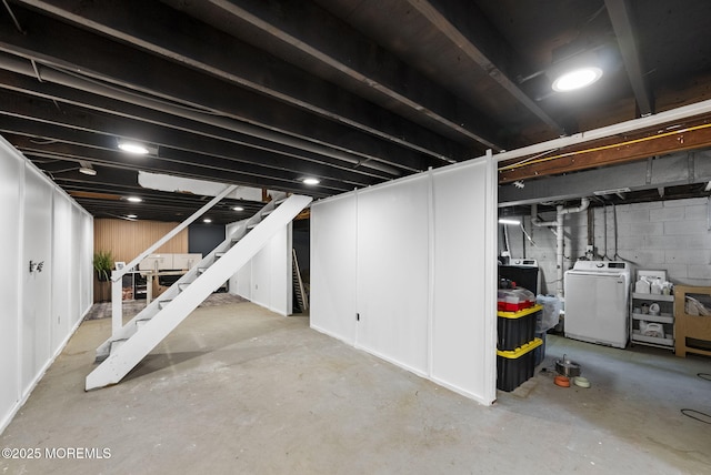 113 Darien Rd, Howell, NJ 07731 - below grade area with independent washer and dryer and stairs