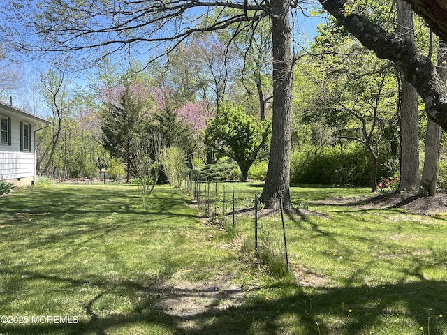 view of yard featuring fence