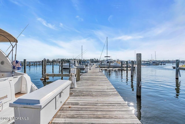 dock area featuring a water view