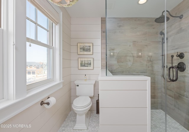26 Bridge, Bay Head, NJ 08742 - bathroom with plenty of natural light, toilet, a shower stall, and tile patterned flooring