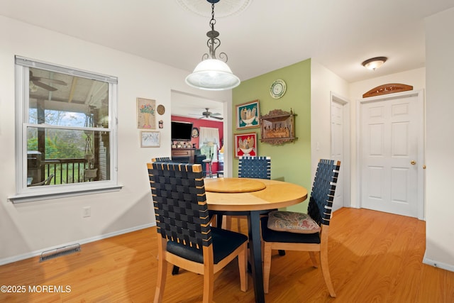 27 Jared Ln, Little Egg Harbor, NJ 08087 - dining room with light wood finished floors, ceiling fan, and baseboards