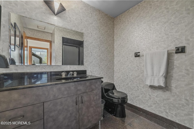 18 Schoolhouse Rd, Cream Ridge, NJ 08514 - bathroom with vanity, baseboards, granite finish floor, and toilet