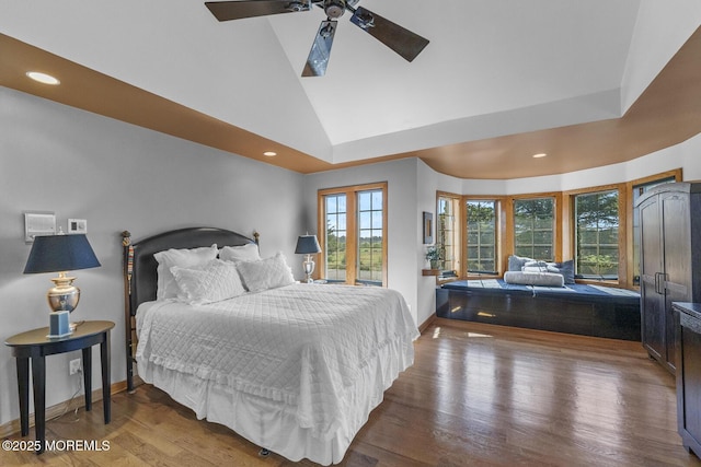 18 Schoolhouse Rd, Cream Ridge, NJ 08514 - bedroom featuring recessed lighting, baseboards, wood finished floors, and lofted ceiling
