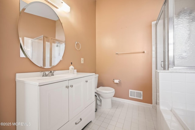 604 Gaitway Ct, Freehold, NJ 07728 - full bathroom with visible vents, tile patterned flooring, a stall shower, vanity, and toilet