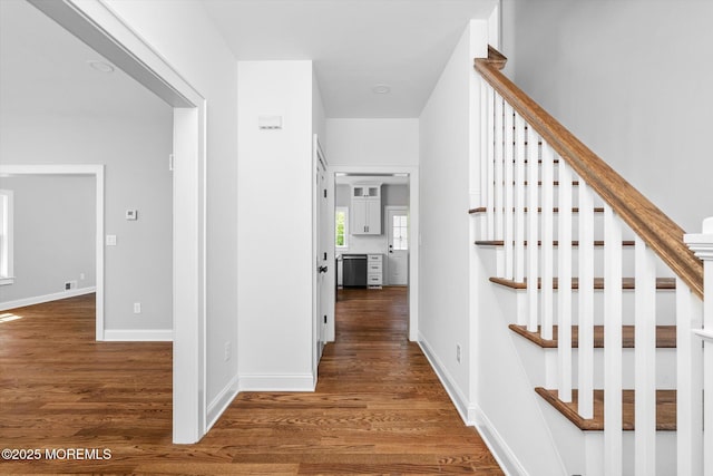 440 Ellisdale Rd, Chesterfield, NJ 08515 - hallway with baseboards, stairs, wood finished floors, and visible vents