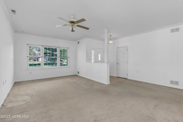 21 Edgeworth Cir, Manchester, NJ 08759 - carpeted spare room featuring a ceiling fan, visible vents, and ornamental molding