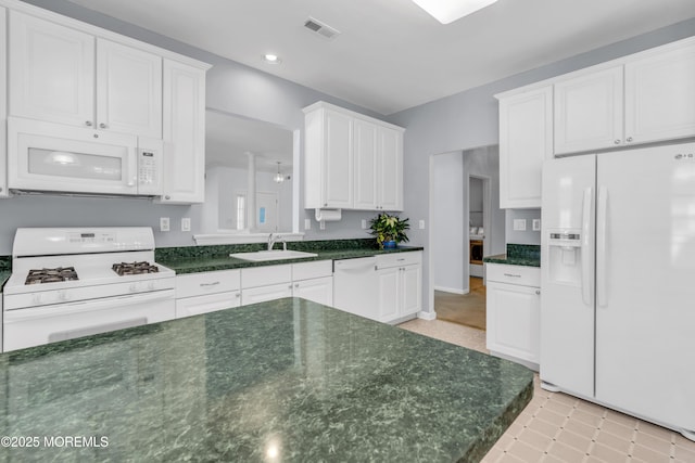 21 Edgeworth Cir, Manchester, NJ 08759 - kitchen with visible vents, a sink, white cabinets, and white appliances