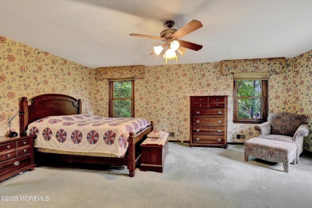 9 Berkshire Ct, Holmdel, NJ 07733 - carpeted bedroom featuring wallpapered walls and ceiling fan