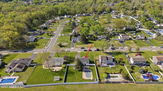 aerial view featuring a residential view