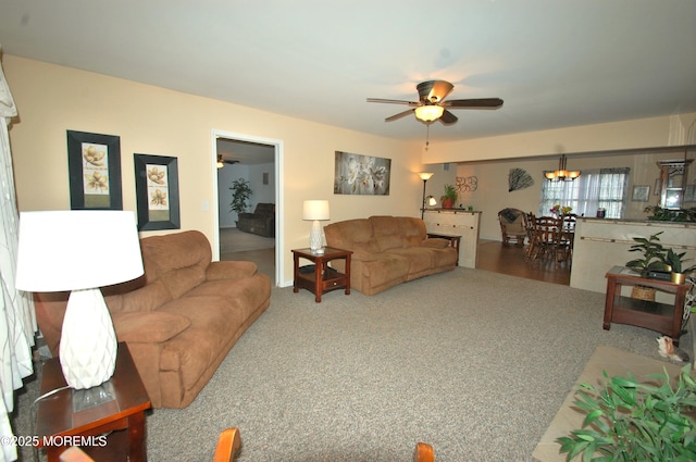 711 Edmunds Ave, Union Beach, NJ 07735 - living area featuring ceiling fan and carpet