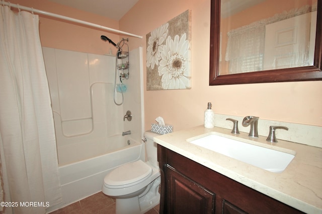 711 Edmunds Ave, Union Beach, NJ 07735 - full bath with vanity, tile patterned floors, toilet, and shower / tub combo with curtain
