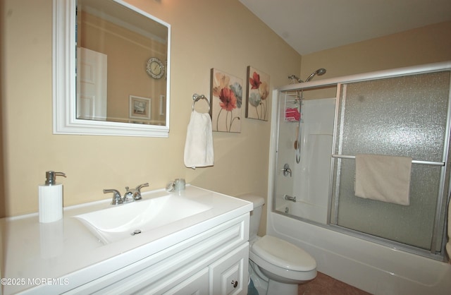 711 Edmunds Ave, Union Beach, NJ 07735 - bathroom featuring toilet, shower / bath combination with glass door, and vanity