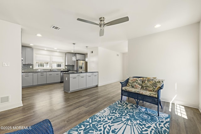 305 W 18th St, Ship Bottom, NJ 08008 - sitting room with ceiling fan, wood finished floors, baseboards, and recessed lighting