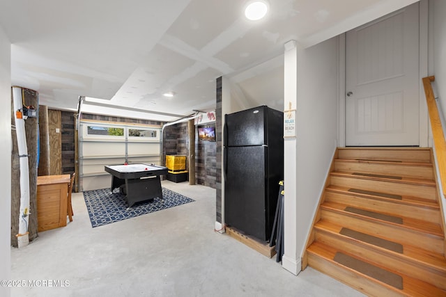 305 W 18th St, Ship Bottom, NJ 08008 - finished below grade area with freestanding refrigerator and stairway