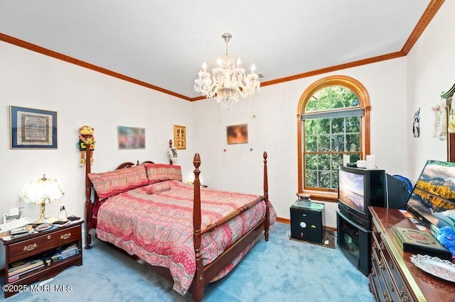 8 Tiberon Dr, Holmdel, NJ 07733 - bedroom featuring baseboards, a chandelier, crown molding, and carpet