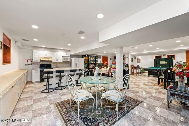 8 Tiberon Dr, Holmdel, NJ 07733 - dining area featuring pool table, visible vents, and recessed lighting