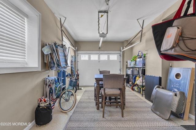garage with a garage door opener