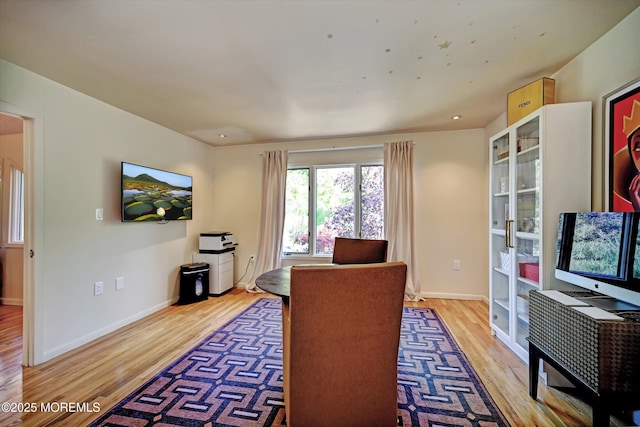 15 Evan Dr, Morganville, NJ 07751 - home office with light wood-type flooring, baseboards, and recessed lighting