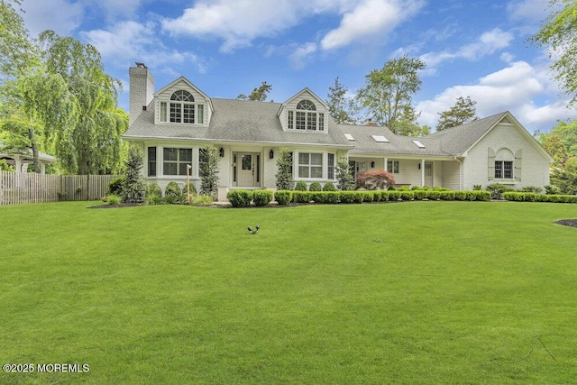 1570 Beaver Hollow Dr, Toms River, NJ 08755 - new england style home featuring fence, a chimney, and a front yard