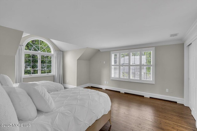 1570 Beaver Hollow Dr, Toms River, NJ 08755 - bedroom featuring visible vents, ornamental molding, baseboards, and wood finished floors