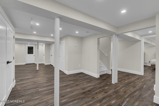 1570 Beaver Hollow Dr, Toms River, NJ 08755 - finished basement featuring recessed lighting, baseboards, wood finished floors, and stairway