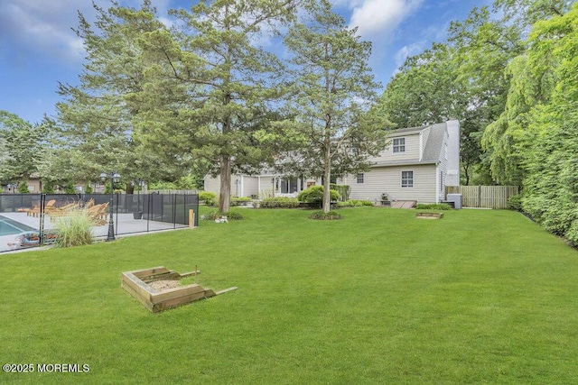 1570 Beaver Hollow Dr, Toms River, NJ 08755 - view of yard featuring fence, central AC unit, and a fenced in pool