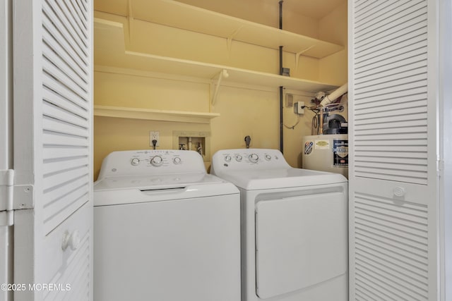 3 Tudor Ct, Brick, NJ 08723 - laundry room featuring laundry area, washing machine and dryer, and electric water heater