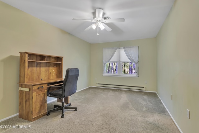 3 Tudor Ct, Brick, NJ 08723 - office space featuring baseboard heating, a ceiling fan, and light colored carpet