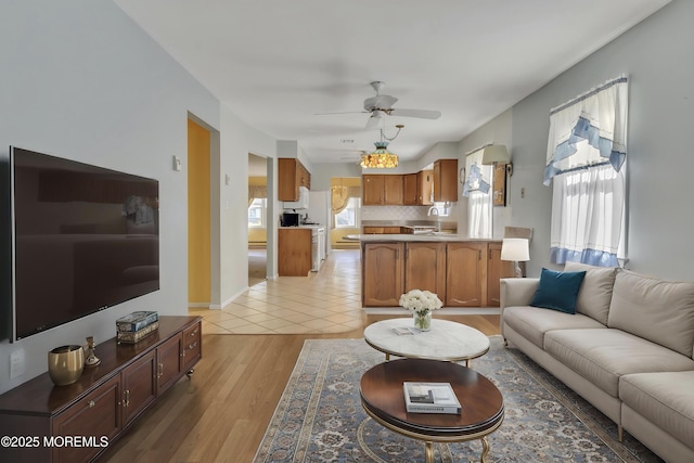 3 Tudor Ct, Brick, NJ 08723 - living area featuring ceiling fan and light wood-type flooring