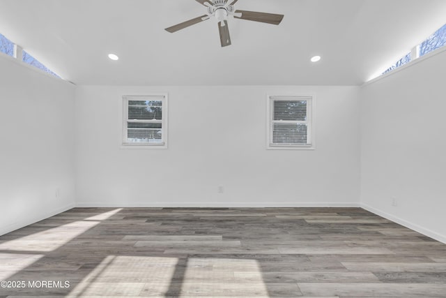 191 State Route 35, Red Bank, NJ 07701 - unfurnished room with a ceiling fan, recessed lighting, wood finished floors, and lofted ceiling