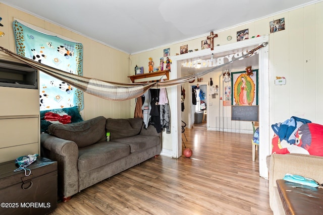 912 Sunset Ave, Asbury Park, NJ 07712 - living area featuring ornamental molding and wood finished floors