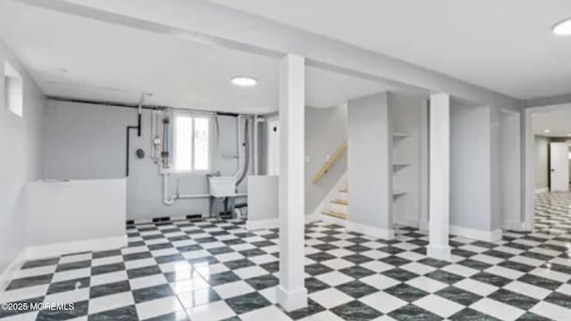 115 Phalanx Rd, Colts Neck, NJ 07722 - below grade area featuring tile patterned floors, baseboards, and stairs