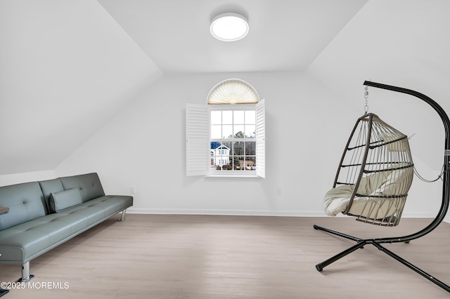65 Mill Pond Rd, Jackson, NJ 08527 - living area with baseboards, wood finished floors, and vaulted ceiling