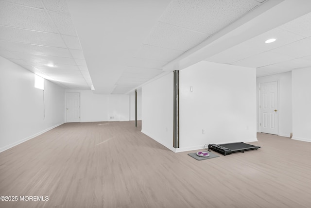 65 Mill Pond Rd, Jackson, NJ 08527 - finished basement featuring baseboards, a drop ceiling, recessed lighting, and wood finished floors