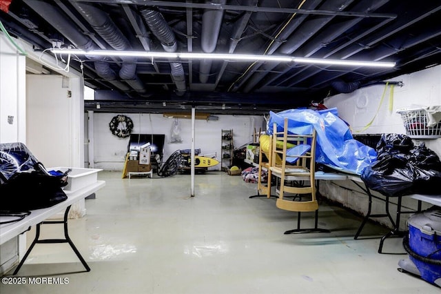 view of unfinished basement