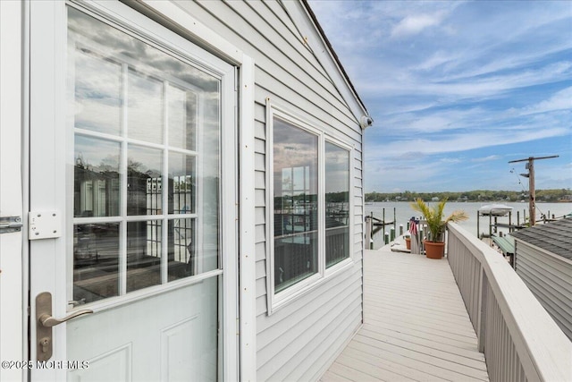 exterior space featuring a water view