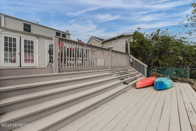 wooden deck with stairway